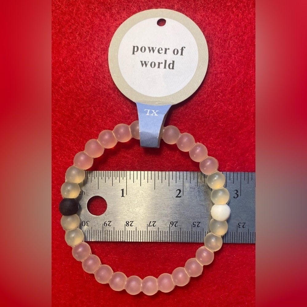 Bracelet Power of World Size XL 2.75” Wide NEW Clear/Black/White - Picture 3 of 3